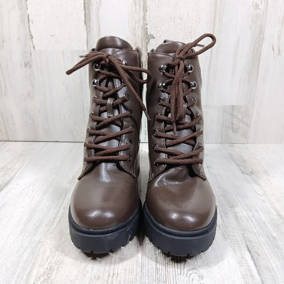 NEW Aerosoles Women's Esen Combat/Fashion Comfortable Brown Ankle Boots #765